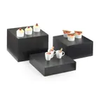 image of Cal-Mil 432-3-96 Bamboo Tray/Riser, 12"x12"x3" Black, Flip‑Tray, 10‑19" Width, 4" Height, 1‑2 Steps