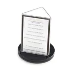 image of Cal-Mil 507 - Classic Turn Table Card Holder, Triangle, 4"W x 6"H, Clear Acrylic, Black Plastic Base