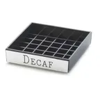 image of Cal-Mil 632-2 Engraved Drip Tray – Decaf, Square 4" x 4", Black with Silver Trim, Beverage Service