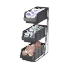 image of Cal-Mil 841 Condiment Organizer, 14"W x 9"D x 7"H, Wire Iron Frame, 3 Plastic Bins 5x10x4", Black