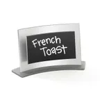 image of Cal-Mil 891 Write-On Forma Board Tabletop Sign, 3" x 2½" Curved Silver Frame, Metal Blank Sign