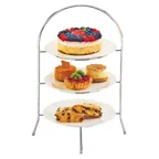 image of Cal-Mil 977-10-49 Tiered Display/Server, 11.75"W X 11.75"D X 20"H, 3-Tier, Arched Frame-Type
