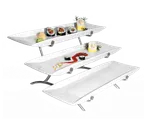 image of Cal-Mil PP1033-39 Platter Display, 23"L X 18"W X 12"H, 3-Tier (3) Long Rectangular Porcelain Platter