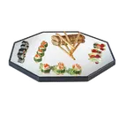 image of Cal-Mil RR241 - 24" Octagonal Mirror Tray, 24" Dia x 1" H, Glass with Black Acrylic Trim, Raised Rim