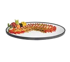image of Cal-Mil RR242 Oval Gourmet Mirror Serving Tray, 24" x 18" x 1" Glass, Black Acrylic Trim -