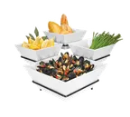 image of Cal-Mil SR1010-13 Gourmet Quad Bowl Display, 19"W X 19"D X 11"H, 3-Tier, Square
