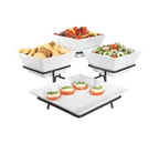 image of Cal-Mil SR1020-13 Gourmet Quad Platter/Bowl Display, 3-Tier (1) 11.5" Square Diamond Platter