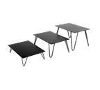 image of Cal-Mil SR630-13 V-Leg Risers Set of 3, 12"W x 8"D x 12/7/3"H, Black Metal Rectangular