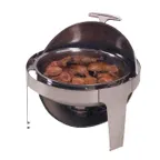 image of American Metalcraft ADAGIORD18 Chafer, 7‑Qt Round 18/10 Steel, Roll‑Top 90°/180°, Pans, Fuel Holder