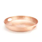image of American Metalcraft ATHC16 Round Beverage Tray, 16" Dia x 2.75" H, Hammered Aluminum Copper, Hand Wash Only