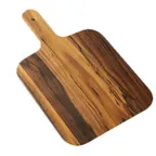 image of American Metalcraft AWM10 Square Peel Tray, 10" L x 9" W x ½" H Melamine Handle, Acacia Pattern, Naturals™