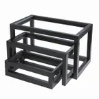image of American Metalcraft AWR10 Black Wood Riser Set, 3-Piece, Lacquered