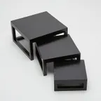 image of American Metalcraft AWRSP 3-Piece Black Wood Square Riser Set