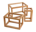 image of American Metalcraft BAMRSET 3 Piece Bamboo Frame Riser Set, Natural Wood Base, Sizes up to 11.25" L - Set