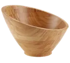 image of American Metalcraft BAMSL92 Wooden Bowl - 48 oz (9.75" dia x 6-1/8" H) Angled Bamboo, Hand-Wash Only