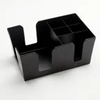 image of American Metalcraft BARB7 Bar Caddy, 9"L x 6"W x 4"H, 6-Compartment Steel, Powder-Coated Black