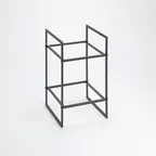 image of American Metalcraft BRT2 Two-Tier Black Square Display Riser, 16.5" H, 12-16" Adjustable, Twilight