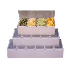 image of American Metalcraft CD6 Condiment Holder, 6-Compartment Stainless Steel, Silver, 17.75"L x5.75"W x3.5"H, Holds 400 ml
