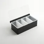 image of American Metalcraft CDB4 Holder – 4‑Compartment, 12" L x 5¾" W x 3½" H, Stainless Steel Black