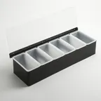 image of American Metalcraft CDB6 6-Compartment Holder, 17.75" L x 5.75" W x 3.5" H, steel housing
