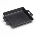 image of American Metalcraft CIPS61 - Square Iron Baking Dish, 9.5-Ounce (280 ml), 5.75" L x 5.75" W x 7/8" H, Black, Handles