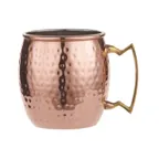 image of American Metalcraft CM16H - Mule Mug, 16 oz, 3-1/4" Dia x 3-7/8" H, Hammered, Brass Handle