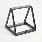 image of American Metalcraft DWRB5 Rubberized Black Display Wedge, 5" H, Plastic Base, 1‑2 Step Stand