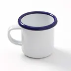 image of American Metalcraft EWM6 Mug, 6 Oz, White/Blue Rim, 2-7/8" Dia x 2-3/4" H x 3-1/2" L, Coated Steel
