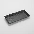 image of American Metalcraft FSMEL21 Rectangular Tray 21" L x 13" W x 2" H Black Melamine Slate Break‑Resist