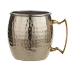 image of American Metalcraft GM16H Mule Mug 16 oz 3-1/4" Dia x 3-7/8" H Steel Brass Handle Gold Hammered