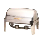 image of American Metalcraft GOLDAGRT26 9‑Qt Rect Roll‑Top Chafing Dish 18/10 Steel Handle Pans Fuel Holders