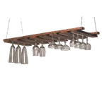 image of American Metalcraft GR1435 Hanging Glass Rack 35" L x 14" W x 1.5" H Ceiling Mount Walnut