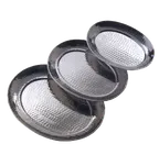 image of American Metalcraft HMOST1317 Oval Stainless Steel Serving Tray, hammered, 17.25" L x 13.25" W x 1-1/8" H