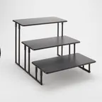 image of American Metalcraft ISP18 3‑Tier Rectangular Display Stand Black Metal 20"L x 13‑3/4"W x 12"H 9‑12" Assembly Required