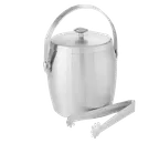 image of American Metalcraft ISSB4 Ice Bucket - 34 oz, 4-3/8" Dia x 6-1/4" H, Stainless, Satin Tongs & Grating