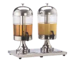 image of American Metalcraft JUICE2 Double Dispenser - Two 8.5-Quart Acrylic Bowls 2-3 Gal, 18/10, Ice Bin