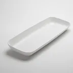 image of American Metalcraft LFTPW24 Rectangular Melamine Platter, 24" L x 9½" W x 2¾" H, White Plastic