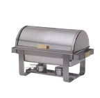 image of American Metalcraft MACD3 8‑qt Rect Chafing Dish, 18/8 SS, Roll‑Top, Food/Water Pans, Fuel Holders