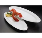 image of American Metalcraft MEL49 Endurance Boat Platter – 24" L x 9" W x 1-5/8" H Oval Melamine, White, Break‑Resistant