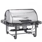 image of American Metalcraft MESA72H 8‑Quart Rect. Chafing Dish, Roll‑Top 18/10 Hammered Stainless Steel Heat