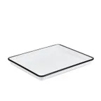 image of American Metalcraft MRSW12 Rectangular Platter, 12.9" L x 10.3" W x 1.1" H, White, Black Rim, Melamine, Dishwasher Safe