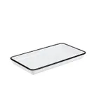 image of American Metalcraft MRSW13 Platter, 12.75" L x 7" W x 1-1/8" H, White with Black Rim, Melamine, Dishwasher Safe