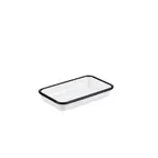 image of American Metalcraft MRSW6 Serving Platter, 6-7/8" L x 4.25" W x 1-1/8" H, white melamine, black rim, dishwasher safe