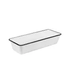 image of American Metalcraft MRW615 Bowl, 3‑Quart (106 oz) 15" L x 6" W x 3¼" H, White/Black Rim, Melamine