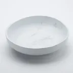 image of American Metalcraft MWB14 - 7 Quart (14.75" Dia x 3.5" H) Round Melamine Bowl, White Marble
