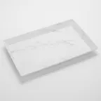 image of American Metalcraft MWMEL23 Rectangular Melamine Platter, 18" L x 8.25" W x 2" H, White Marble Pattern, Naturals