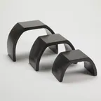 image of American Metalcraft MWR3 Set of 3 Arched Espresso Wood Display Risers, Black