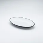 image of American Metalcraft NP14 Plastic Platter - 14" L x 9" W Oval Melamine Dish, Two-Tone Black/White