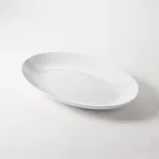 image of American Metalcraft NPW18 Plastic Serving Platter - Oval Melamine, White, 18" x 12" x 1.75" Dinnerware
