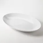 image of American Metalcraft NPW21 Plastic Serving Platter - Oval White Melamine, 21.5" x 14.4" x 2"